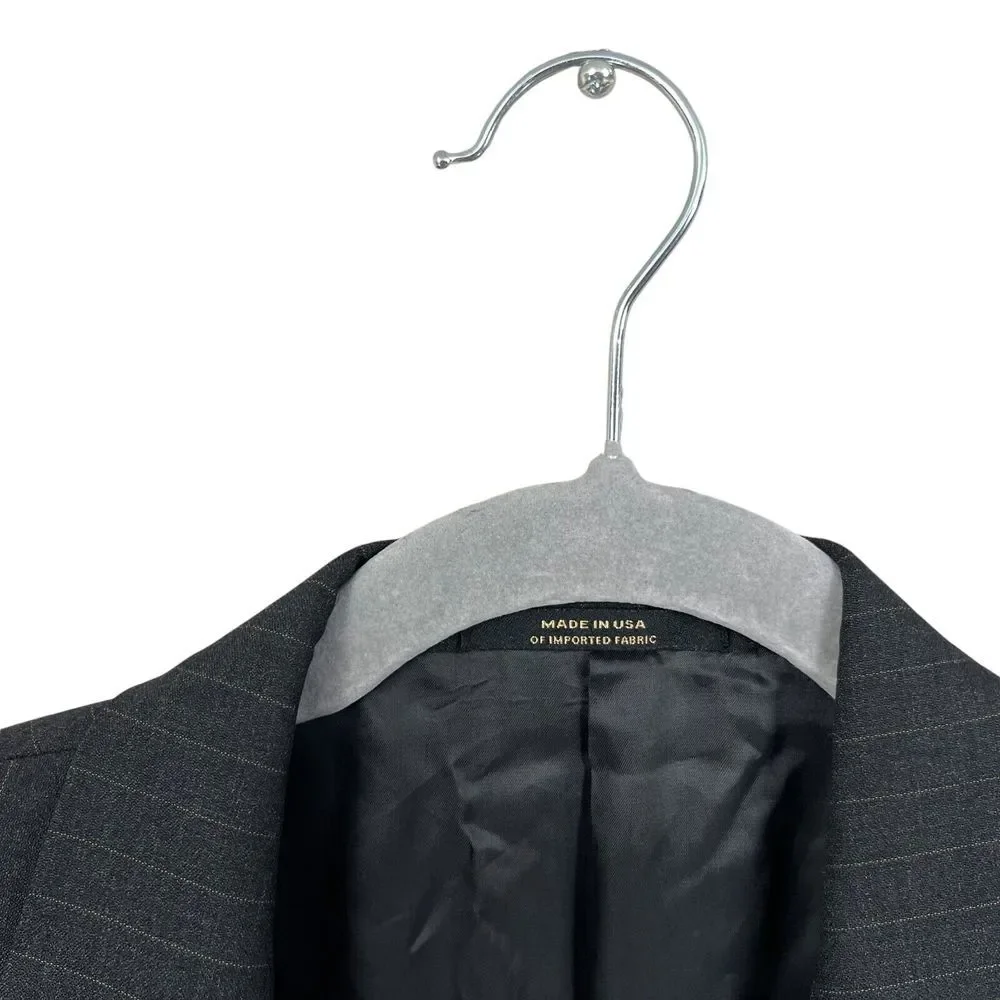 Hart Schaffner Marx Men‎ Wool Blazer Black Pinstripe 2 Button Vented Sz 40L
